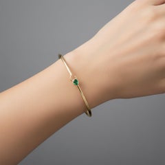 Minimalist 14K (or 18k upon request) Yellow Gold Pear Shaped Emerald Bracelet