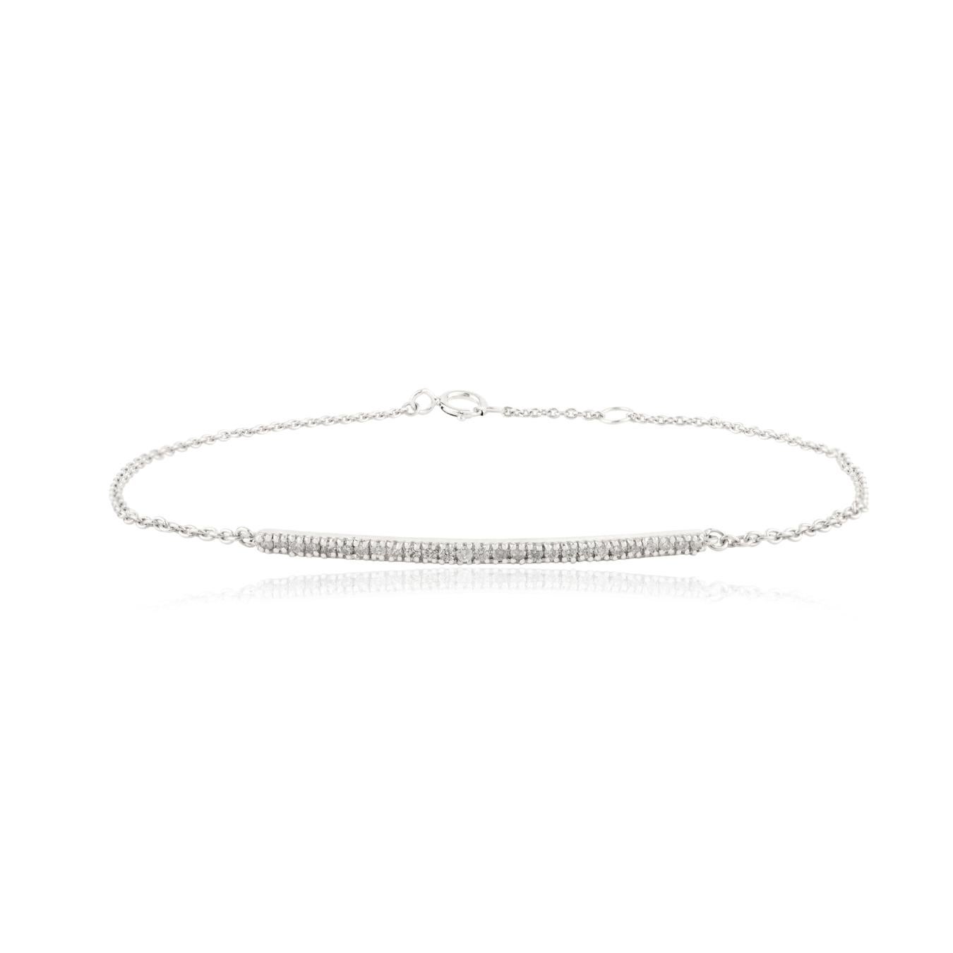 Minimaliste en or blanc massif 14K  Bracelet à rangées de diamants style bar pour femmes en vente 3