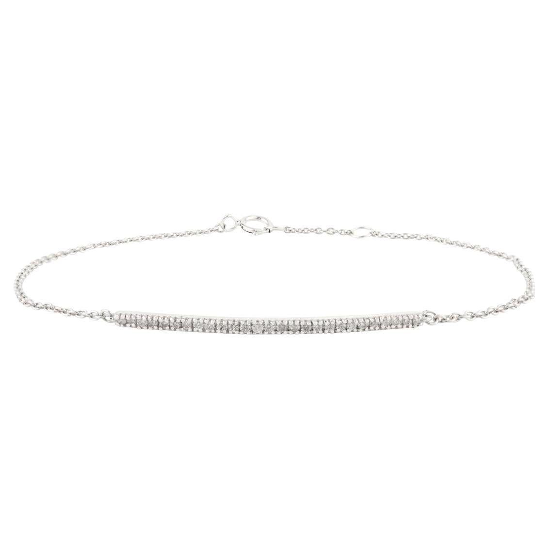Minimaliste en or blanc massif 14K  Bracelet à rangées de diamants style bar pour femmes en vente
