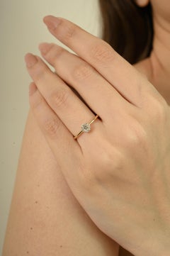 Minimalist 14K Solid Yellow Gold Marquise Diamond Cluster Ring in Prong Set