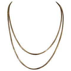 Minimalist 18K Yellow Gold Box Chain Necklace, Gold Chain Necklace For Her