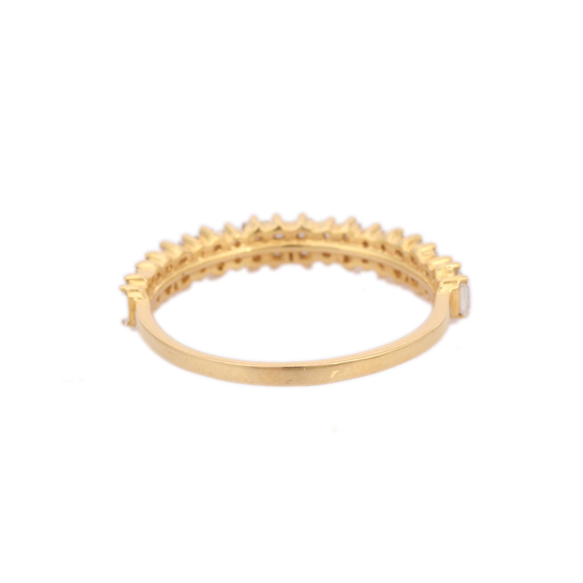 For Sale:  Minimalist Baguette Diamond Band Ring 18K Yellow Gold Stackable Engagement Band 3