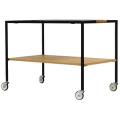 Minimalist 1950s Oak Serving Cart Bar Cart Tea Trolley Herbert Hirche Attributed