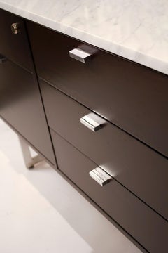 Minimalist 1960s Harvey Probber Credenza with Calacatta Marble Top