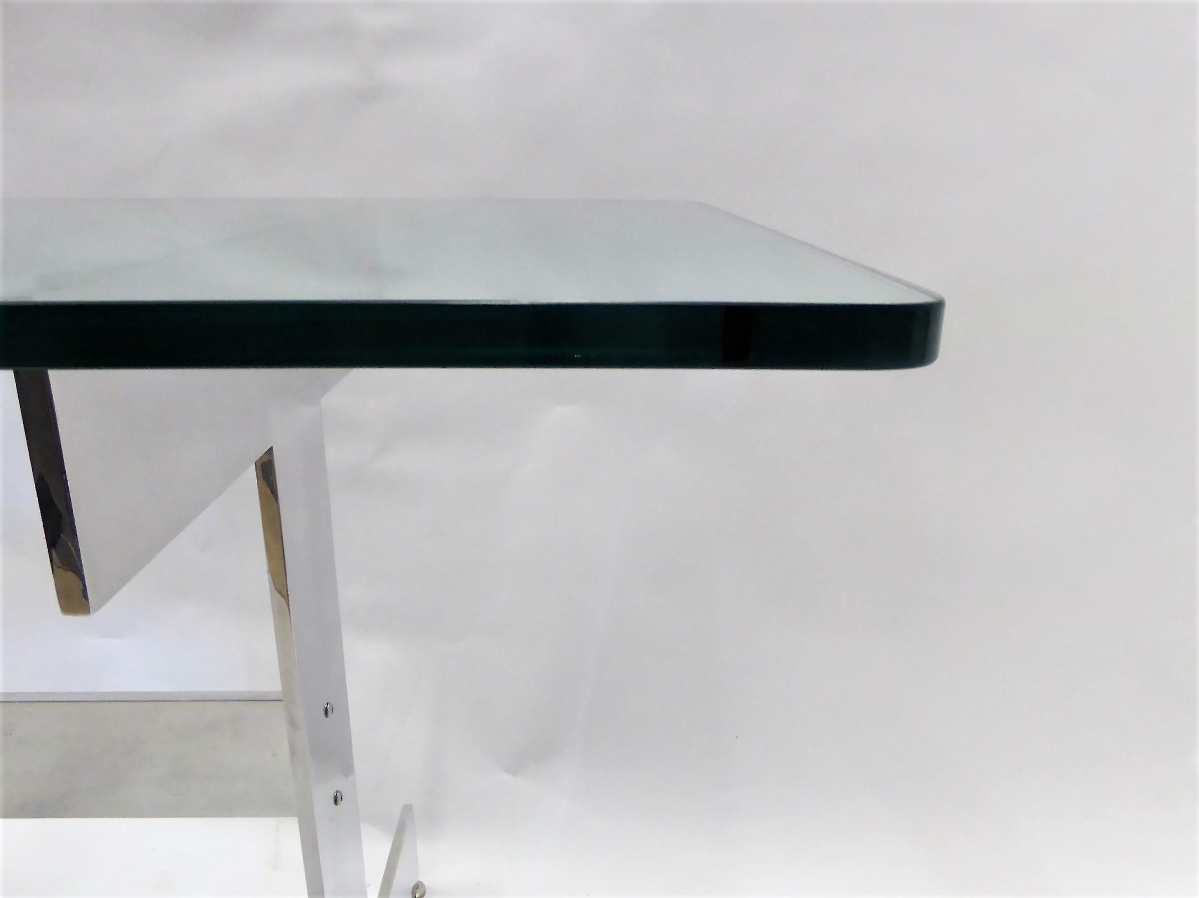 Mid-20th Century Minimalist 1960s Paul Mayen Style Chrome and Glass Console Desk
