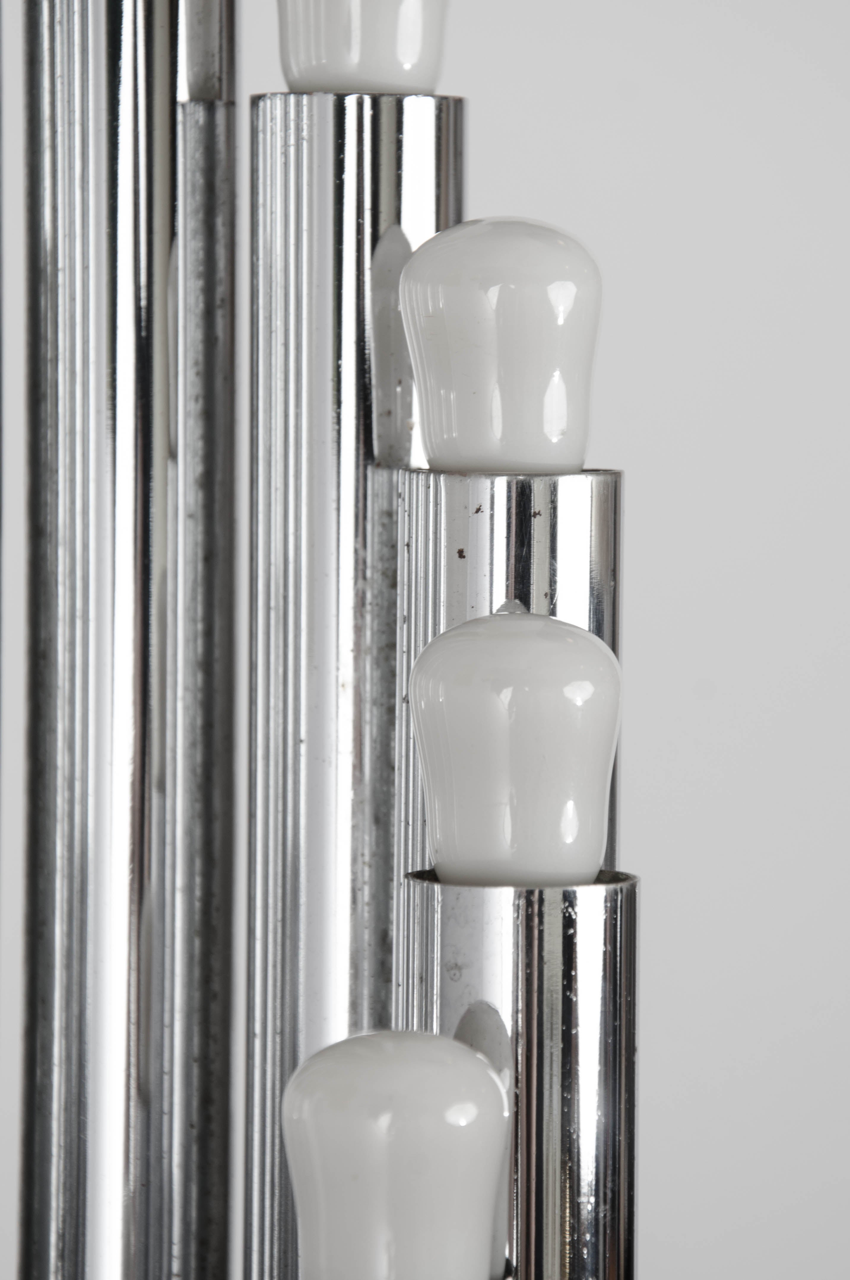 Mid-Century Modern Minimalist Floor Lamp Chrome Italian Reggiani 