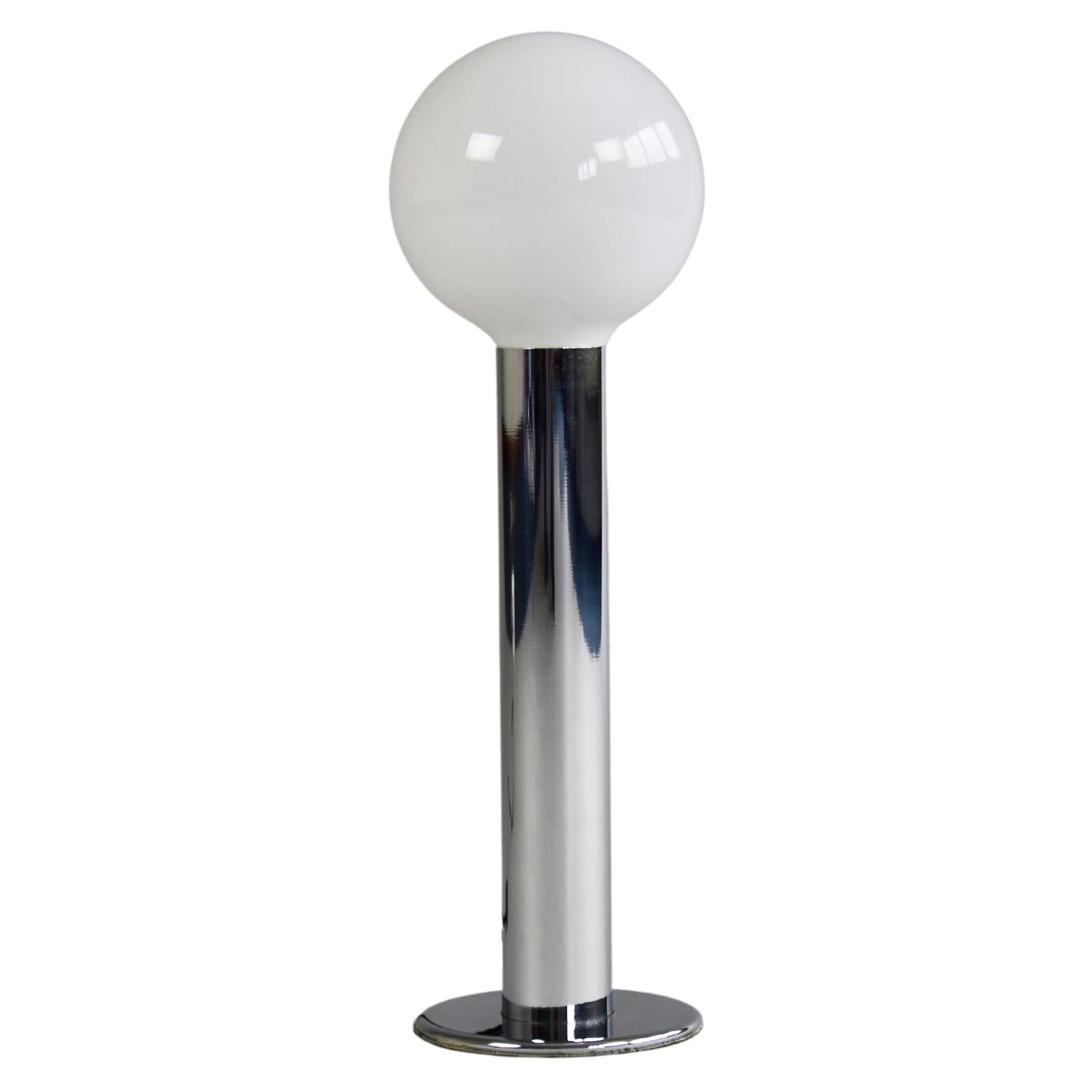 Minimalist 1970s Italian Chrome Cylinder Table Lamp
