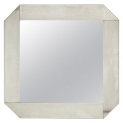 Minimalist 1970s Stainless Steel Mirror by Gaetano Sciolari