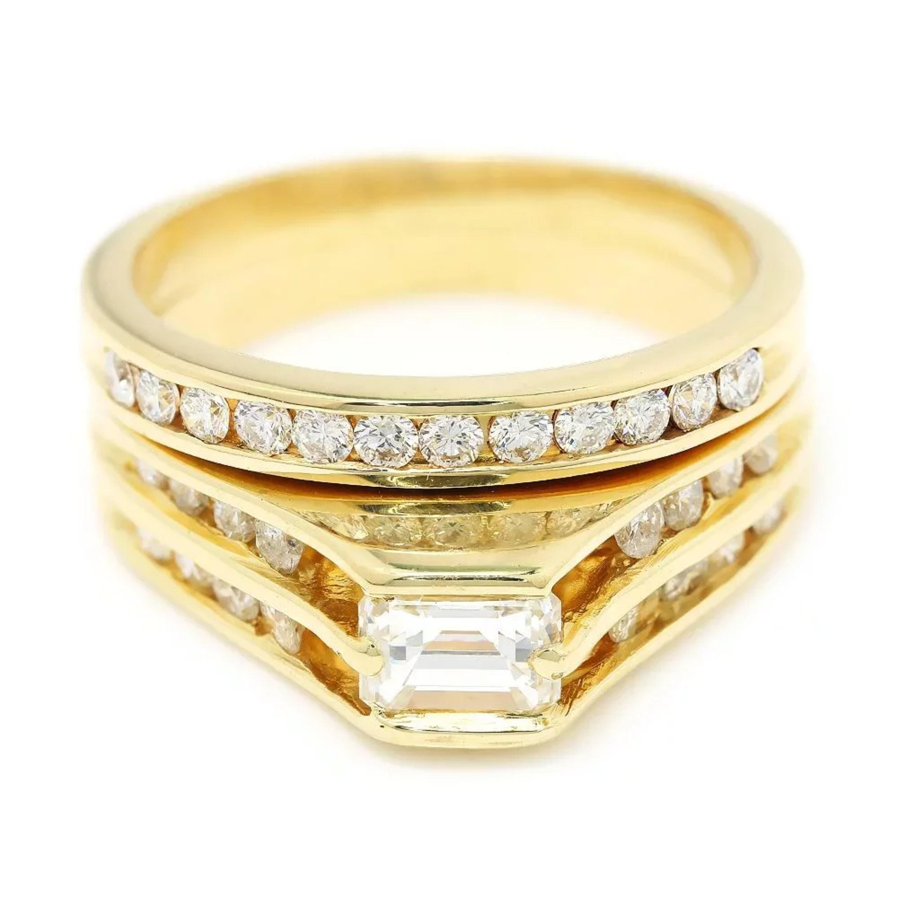 For Sale:  Minimalist 2 Carat Diamond Engagement Ring Set, Vintage Diamond Bridal Ring 2
