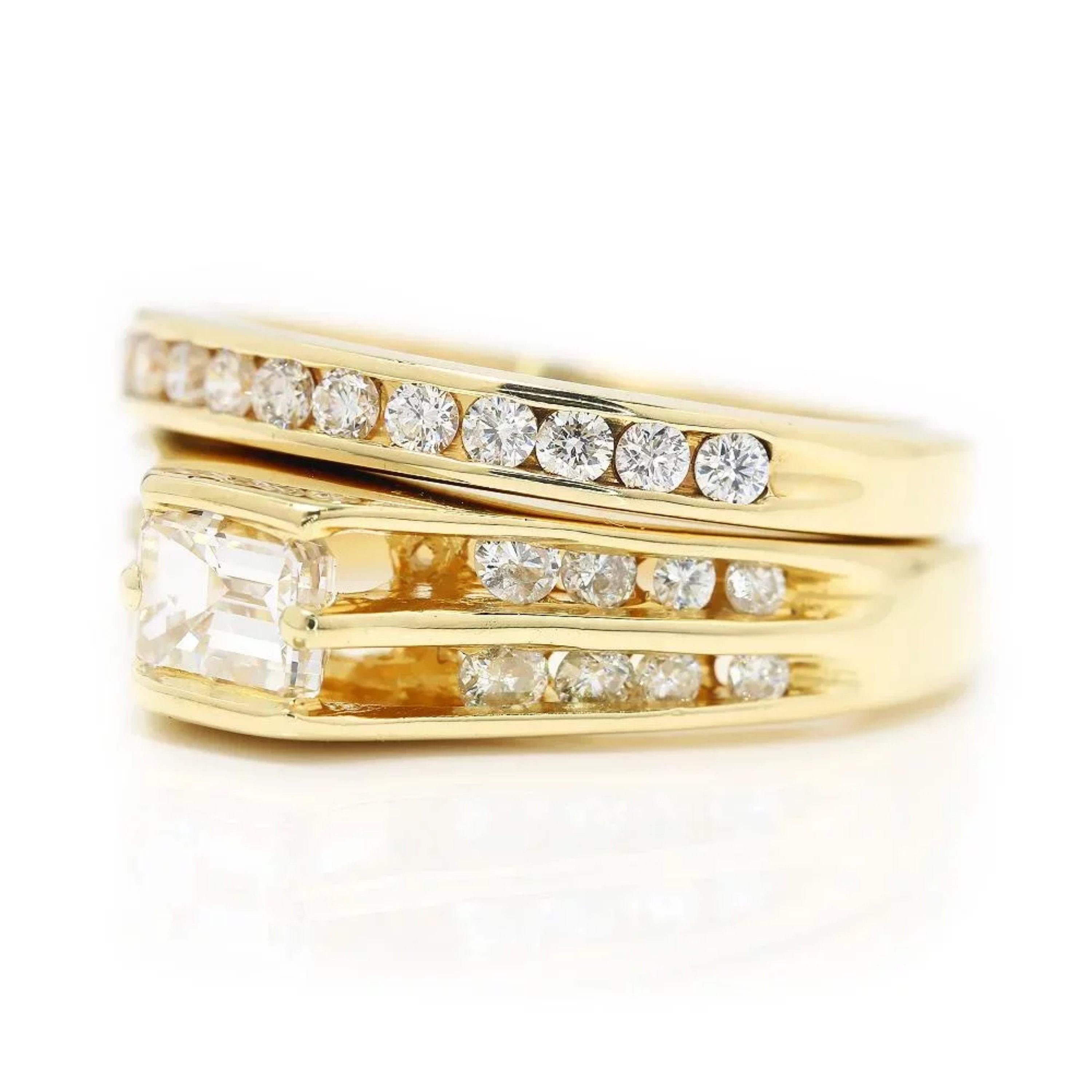 For Sale:  Minimalist 2 Carat Diamond Engagement Ring Set, Vintage Diamond Bridal Ring 3