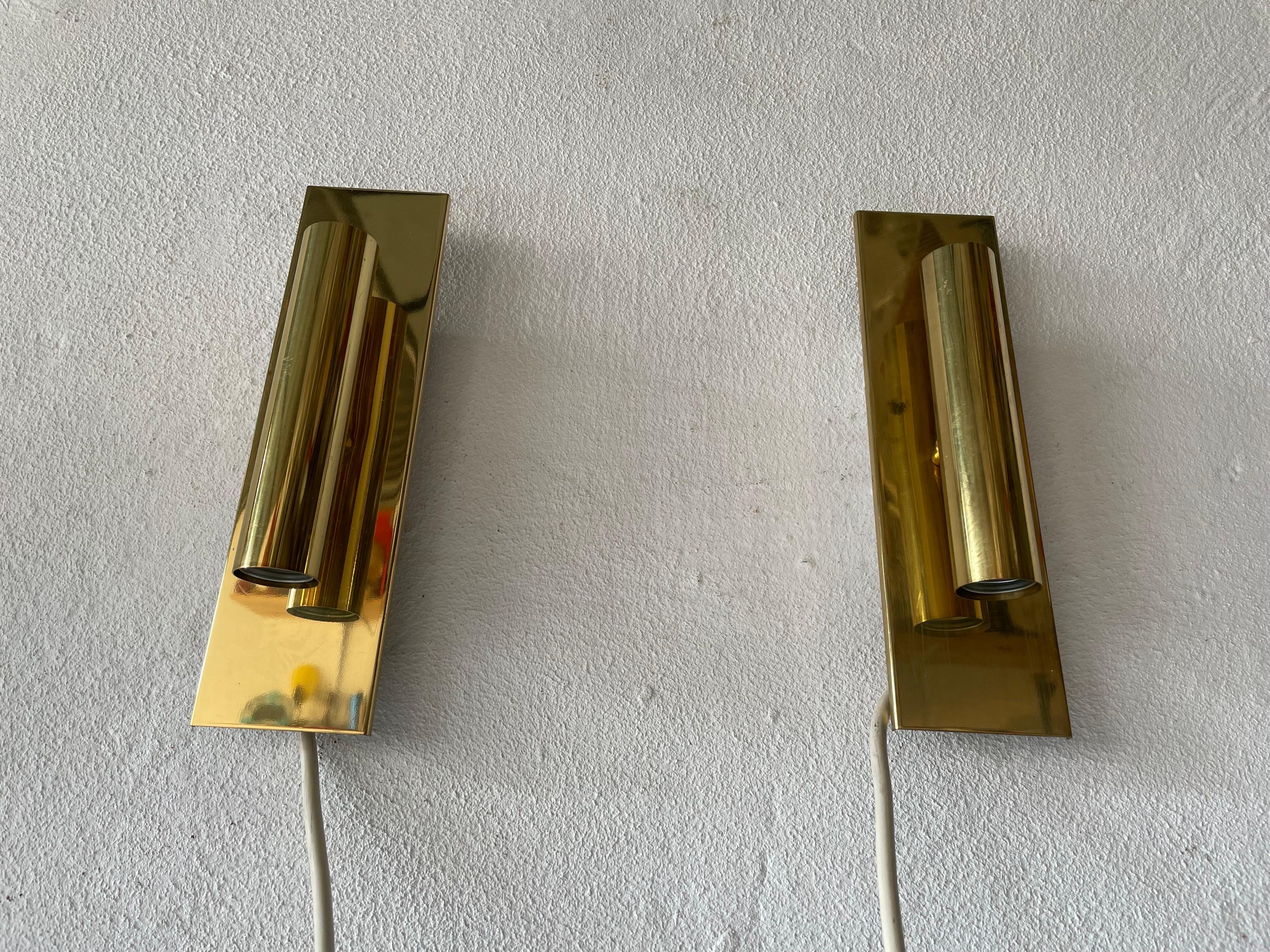 Mid-20th Century Minimalist 2-Side Brass Pair of Sconces by Doria, 1960s, Germany For Sale