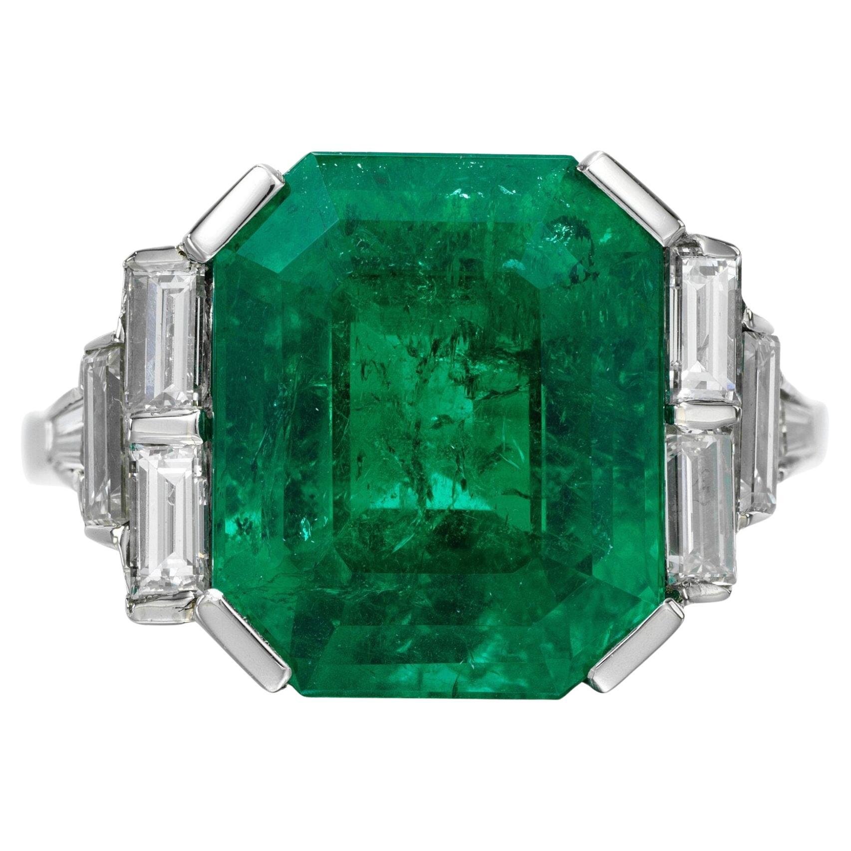 Customizable Minimalist 6 Carat Emerald Diamond Wedding Ring 18K Gold