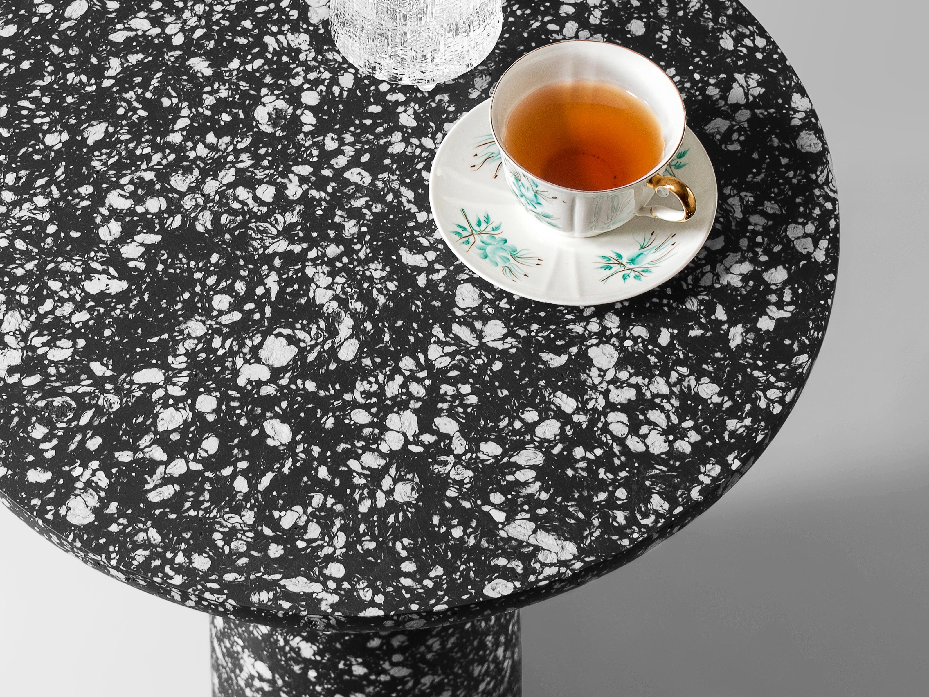 Contemporary Minimalist 40 Mottled Black Side Table by Donatas Zukauskas For Sale