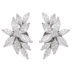 Minimalist 4.23Ct SI/H Marquise Cut Diamond Stud Earrings 14k Solid White Gold