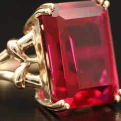 Art Deco 6 CT Certified Natural Ruby Engagement Ring in 18K Gold, Cocktail Ring