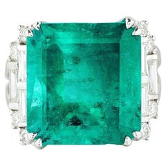 Minimalist 8 Carat Emerald Engagement Ring, Big Emerald and Diamond Ring