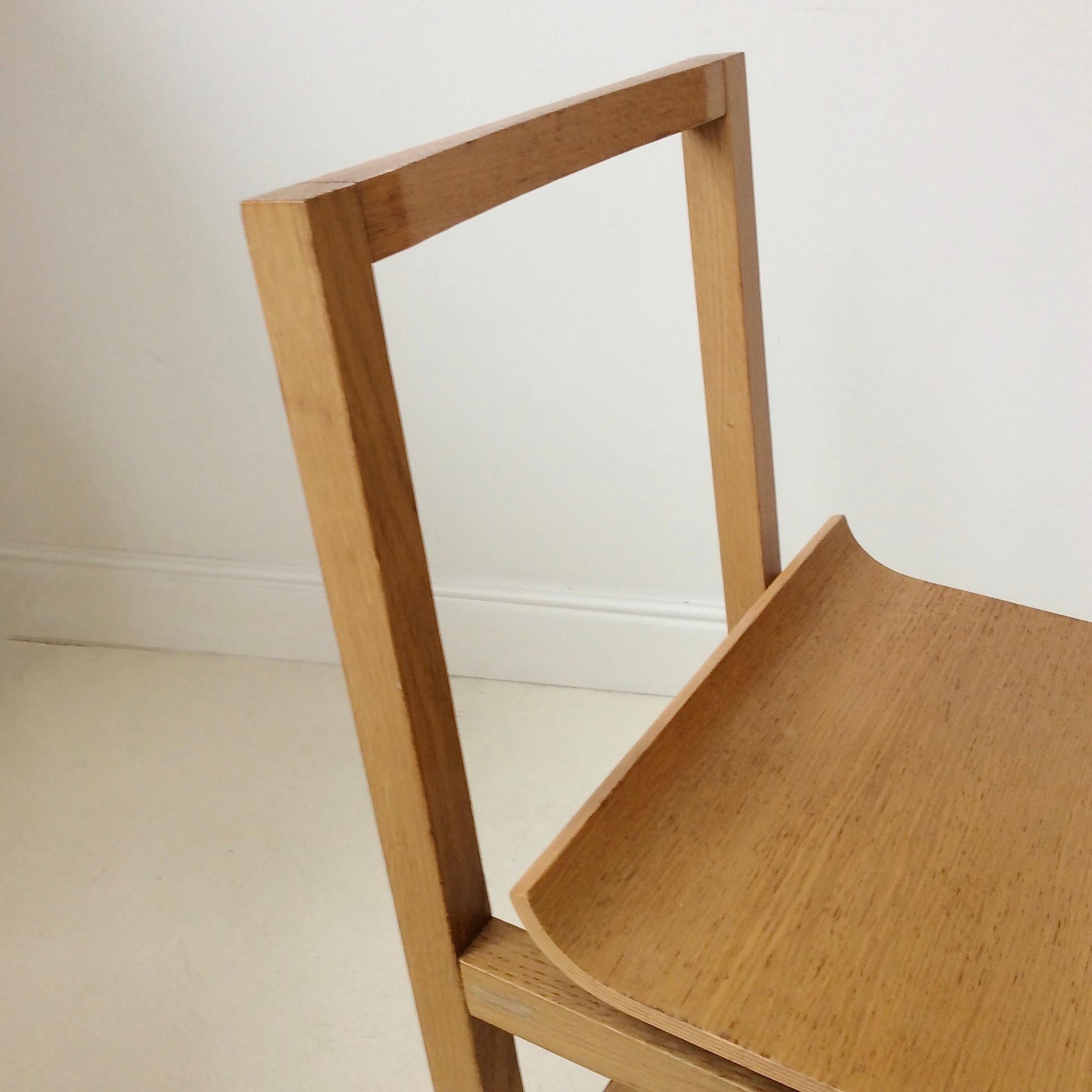 Minimalist 80s Wood Chair, circa 1980, Italy 5