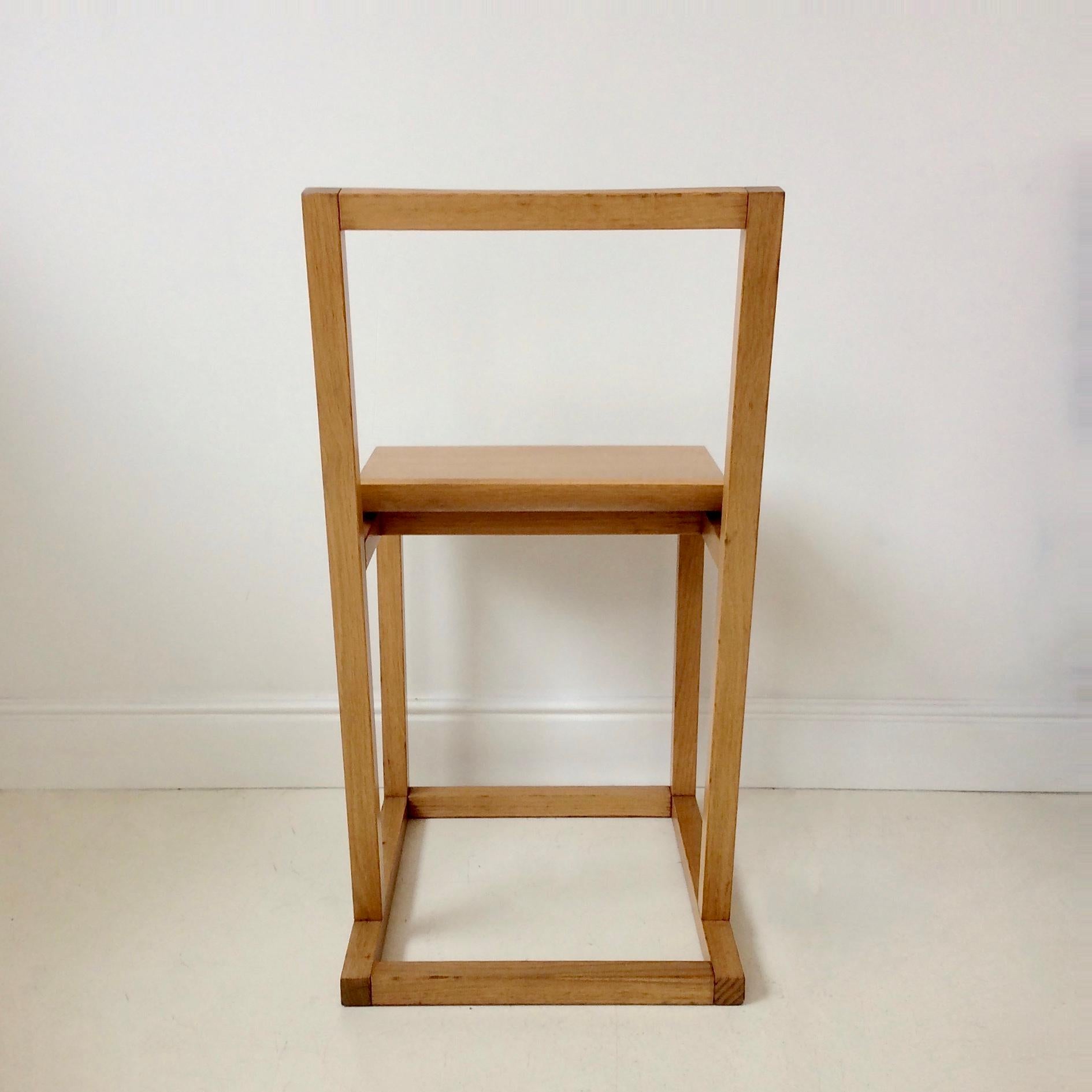 Minimalist 80s Wood Chair, circa 1980, Italy 1