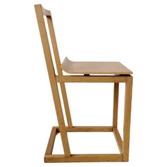 Minimalist 80s Wood Chair, circa 1980, Italy