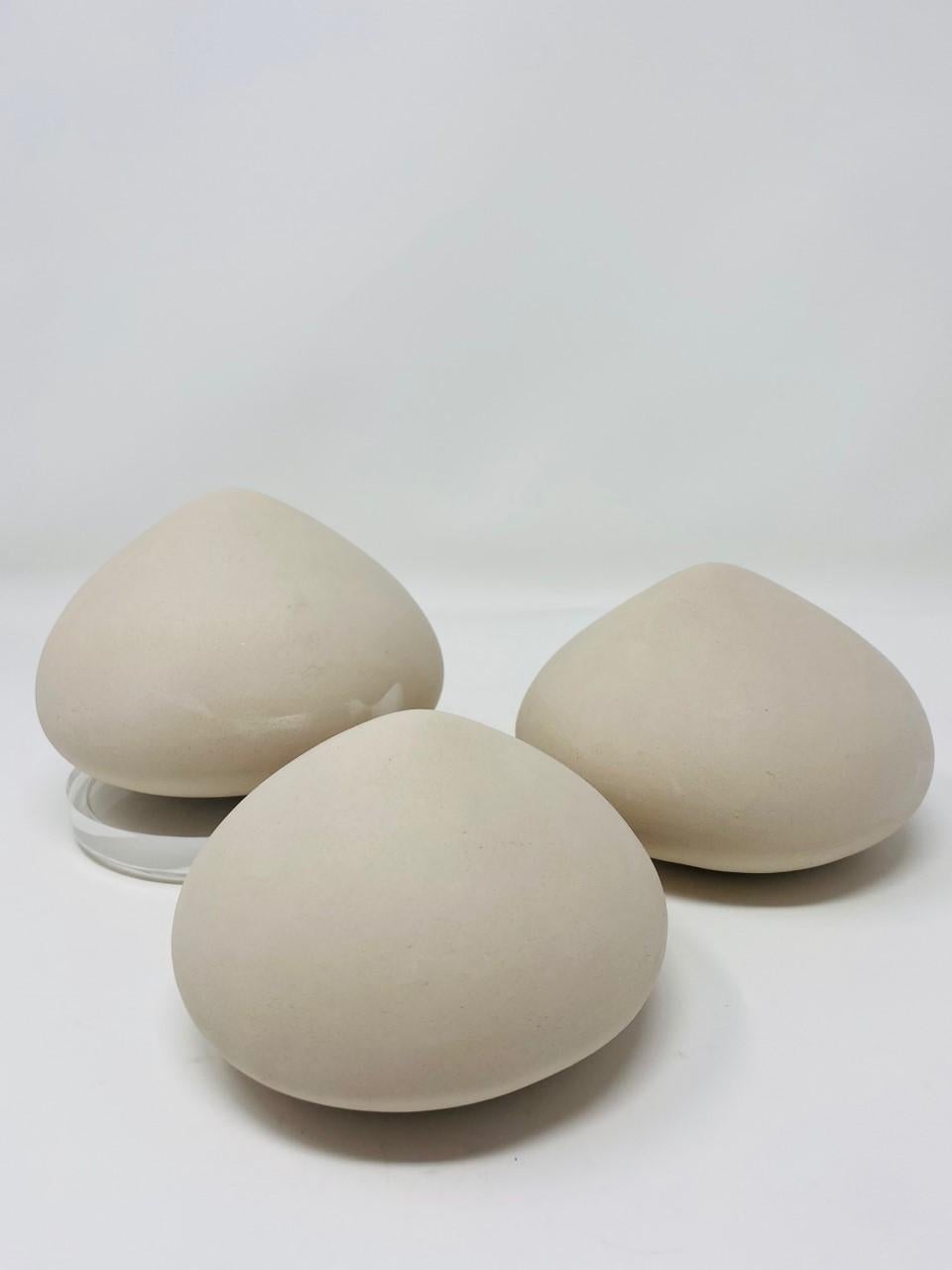Late 20th Century Minimalist Abstract Cocoon Shaped Ceramic Sculptures by Artist Judith Pike 1990s For Sale