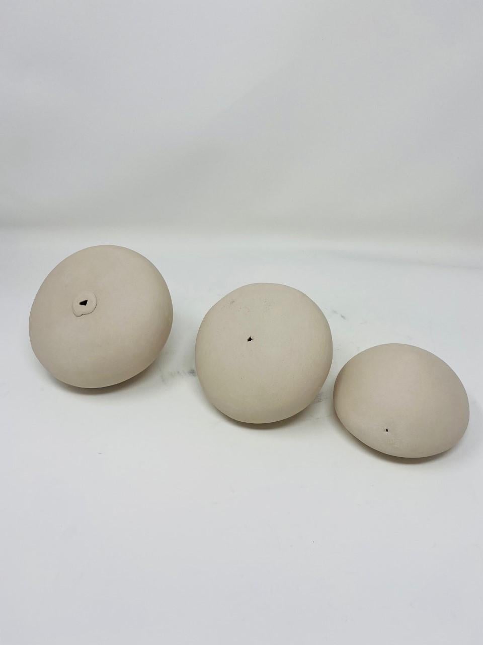 Minimalist Abstract Cocoon Shaped Ceramic Sculptures by Artist Judith Pike 1990s For Sale 2