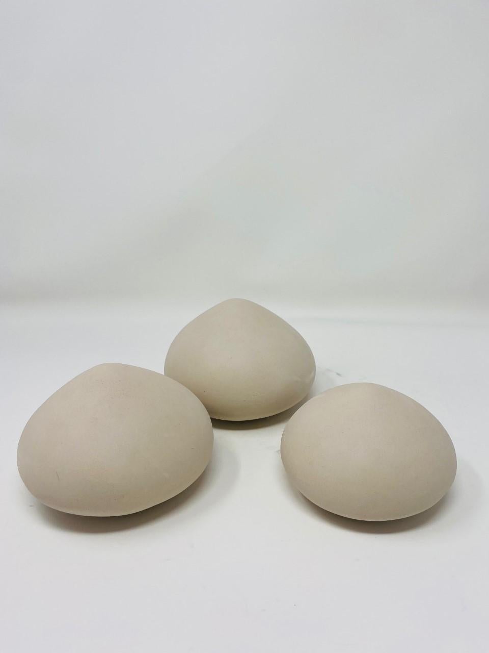 Minimalist Abstract Cocoon Shaped Ceramic Sculptures by Artist Judith Pike 1990s For Sale 3