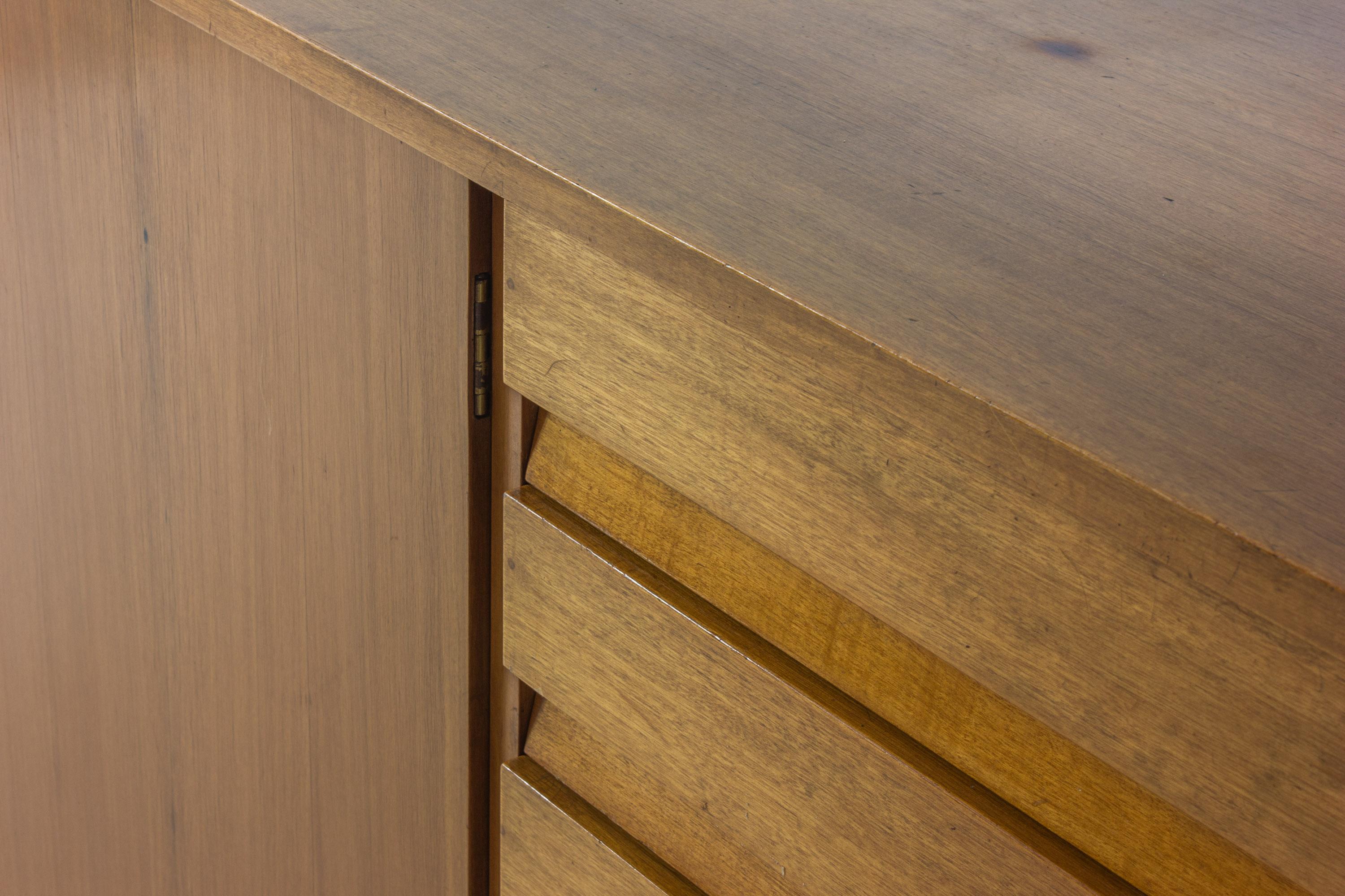 Minimalist 'abstracta' sideboard in beech by Jos de Mey, Belgium 1960s For Sale 6