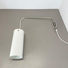 Minimalist Adjustable Swing Arm metal Wall Light with white shade, Germany 1970s
