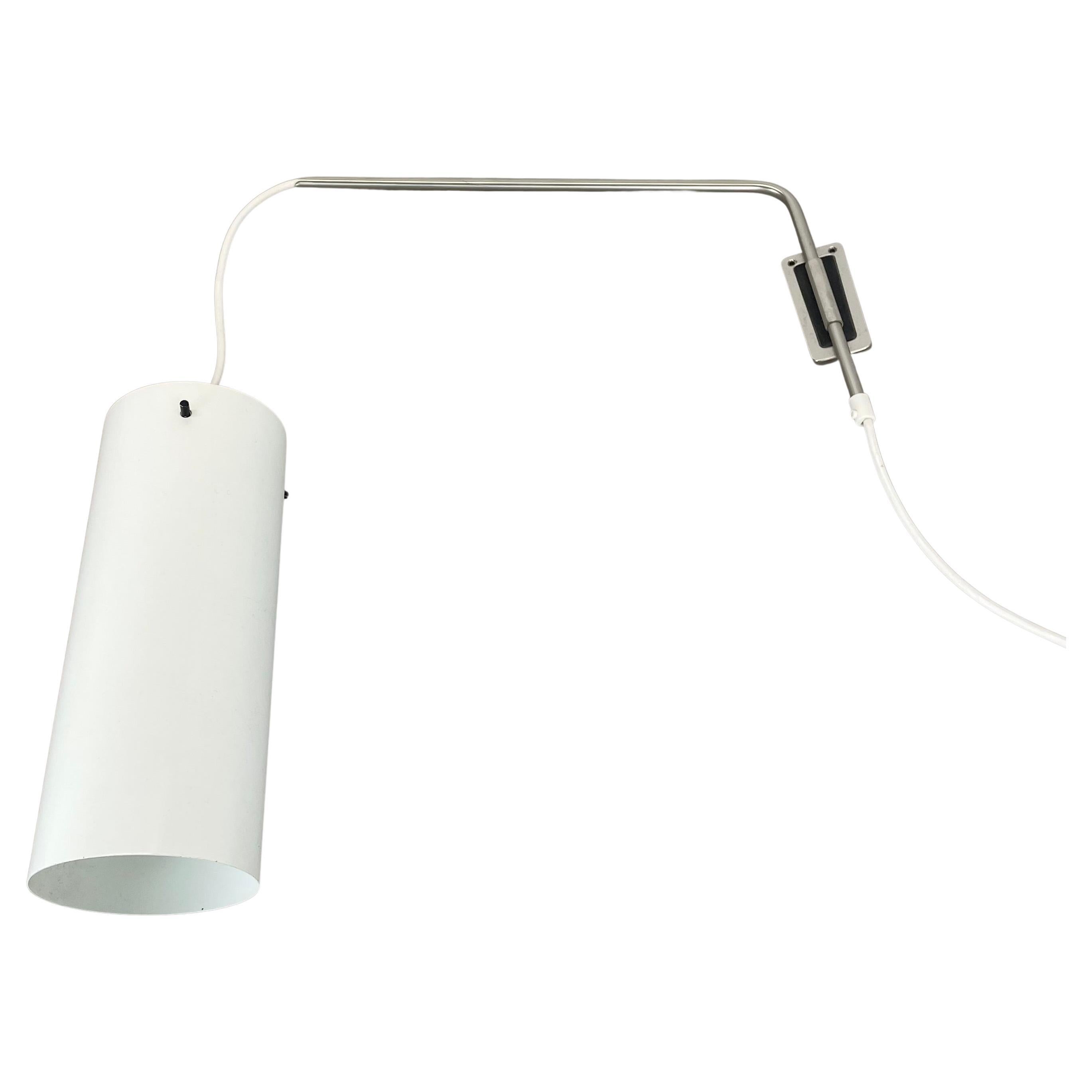 Minimalist Adjustable Swing Arm metal Wall Light with white shade, Germany 1970s
