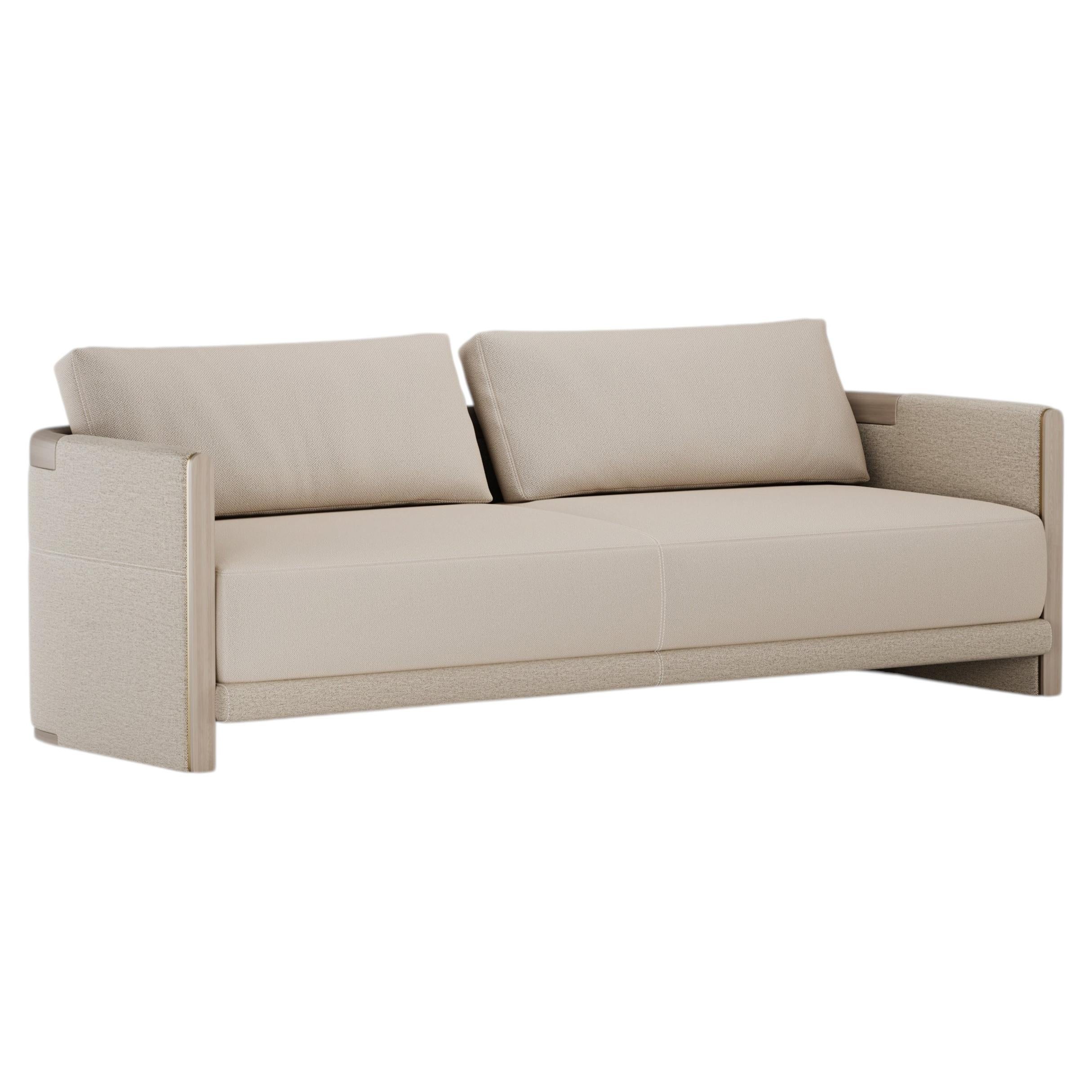 Minimalist Alder Sofa by Elbra Home, Modern Wood & Beige Fabric Design
