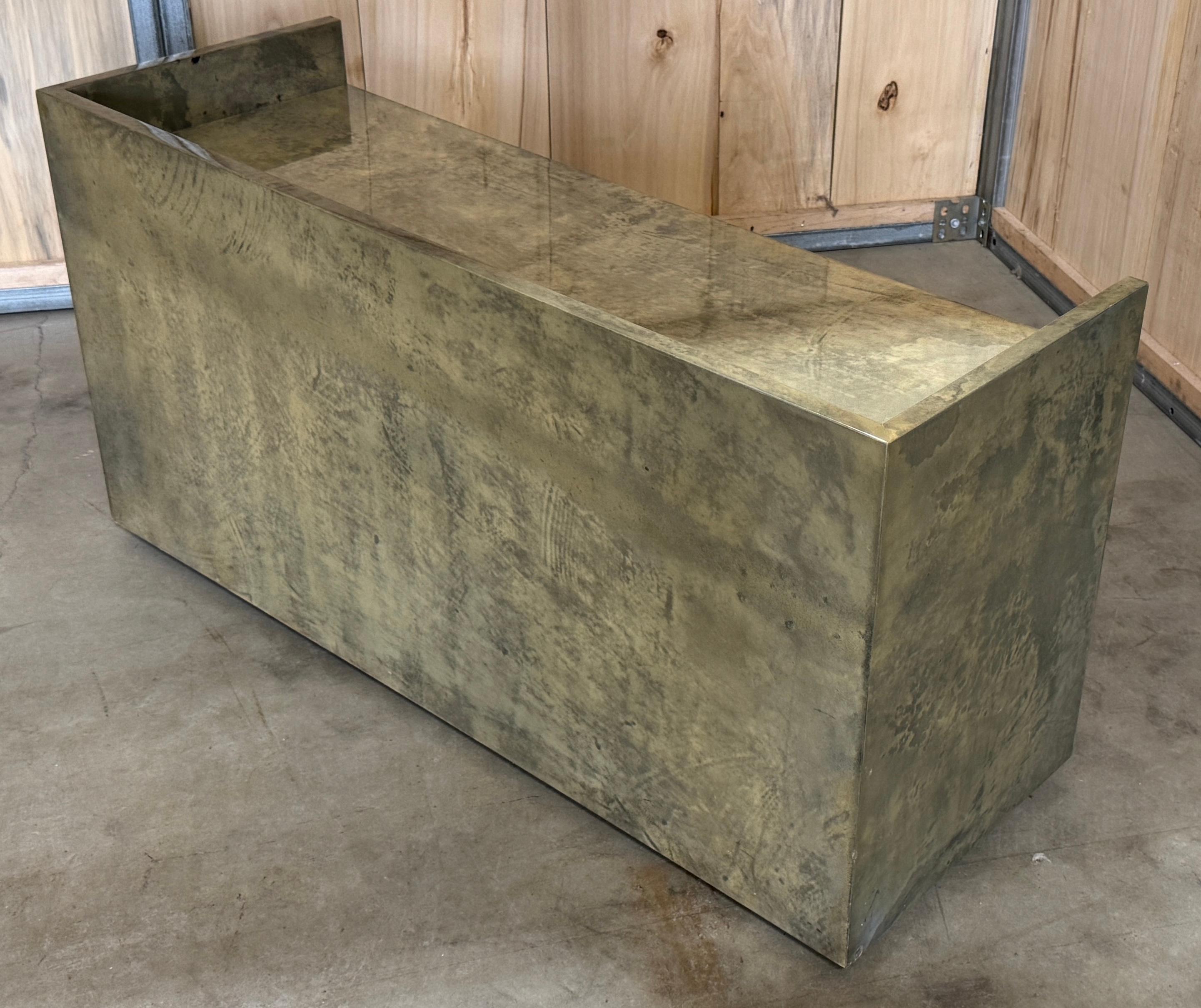 Minimalist Aldo Tura Green Goatskin Lacquered Bookcase/ Shelf on Castors 3