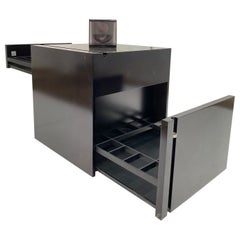 Minimalist Aluminum & Lacquered "Cubo Bar" Cini & Nils OPI Milano Italy 1970's