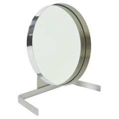 Minimalistischer tischspiegel aus aluminium von Pierre Vandel