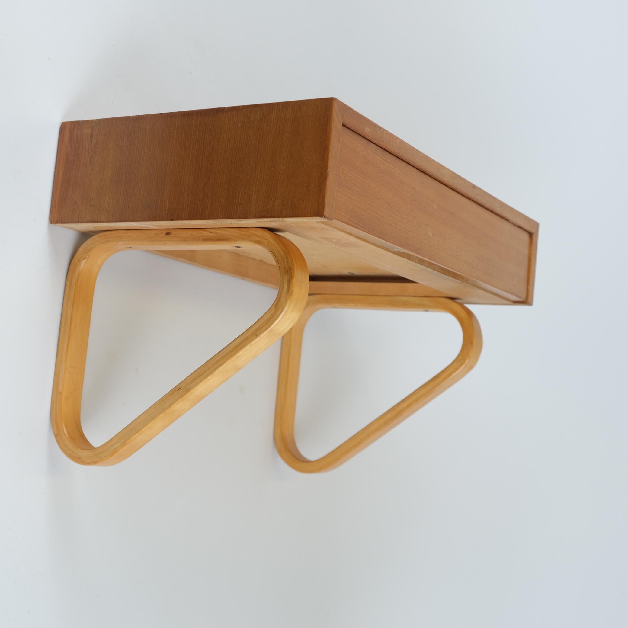 Mid-Century Modern Minimalist Alvar Aalto Drawer Wall Shelf Model B 114, 1950s for Artek For Sale