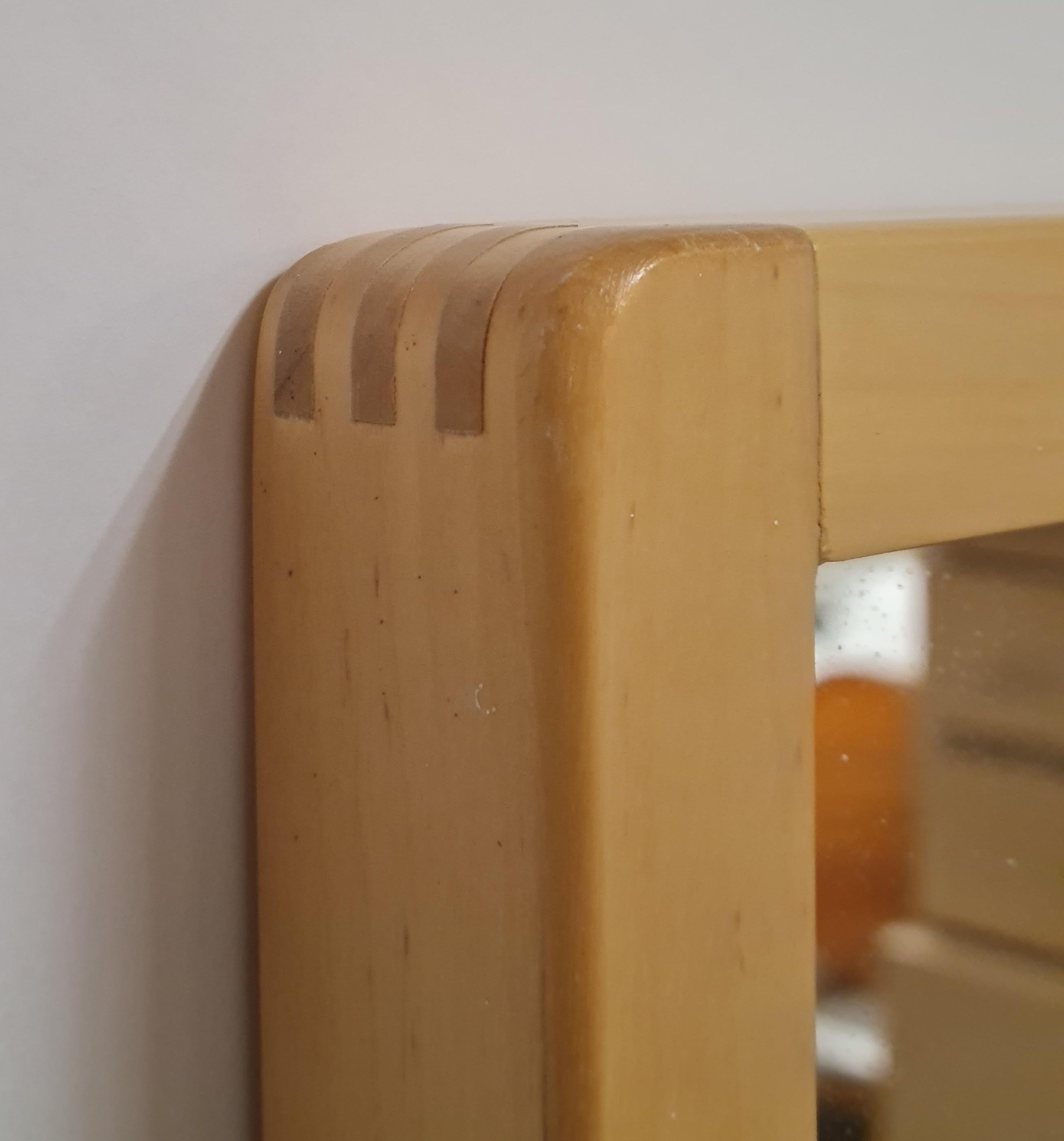 Glass Minimalist Alvar Aalto Large Mirror in Birch, Artek 1960s For Sale
