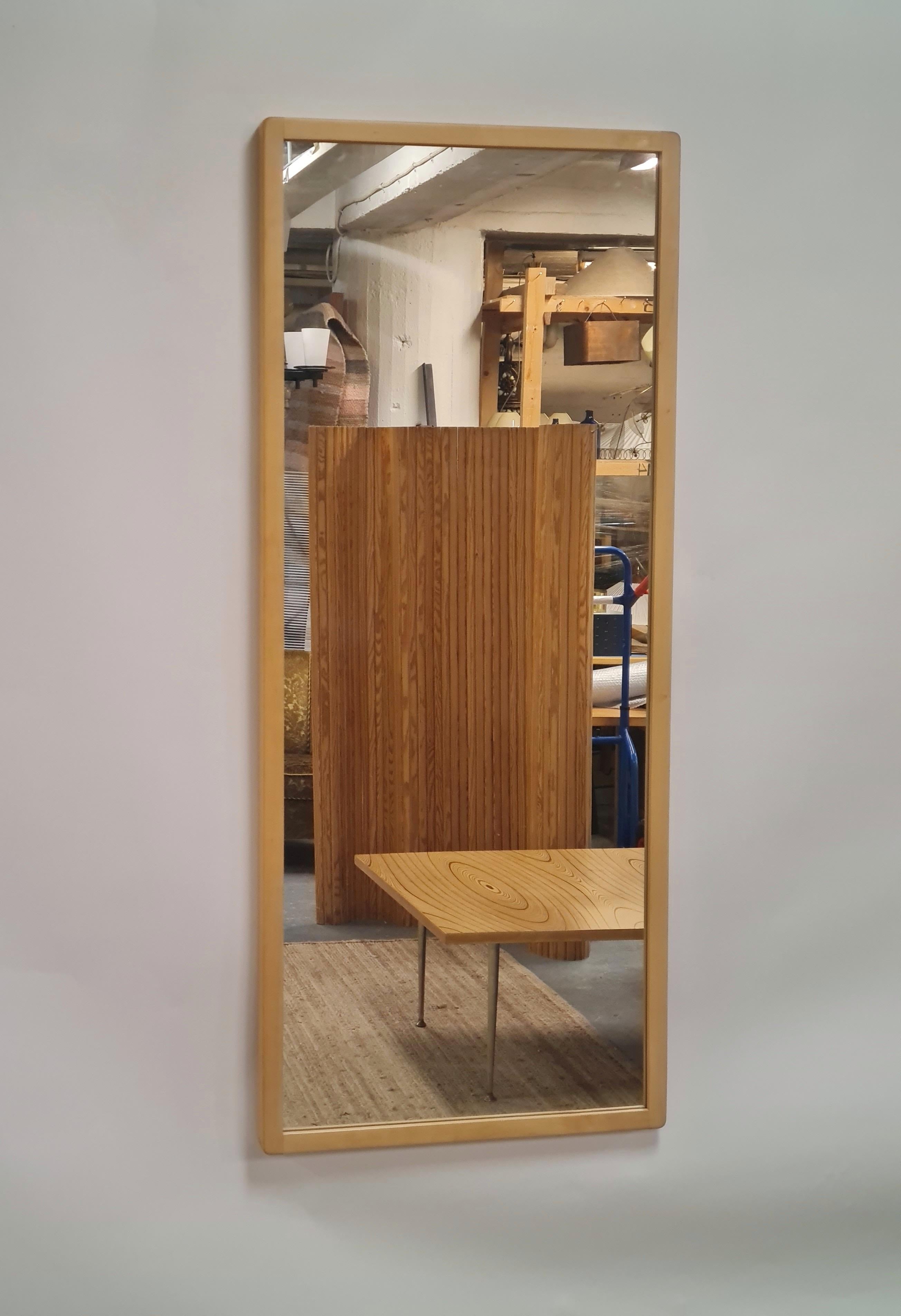Mid-20th Century Minimalist Alvar Aalto Large Mirror in Light Birch, Artek 1960s For Sale