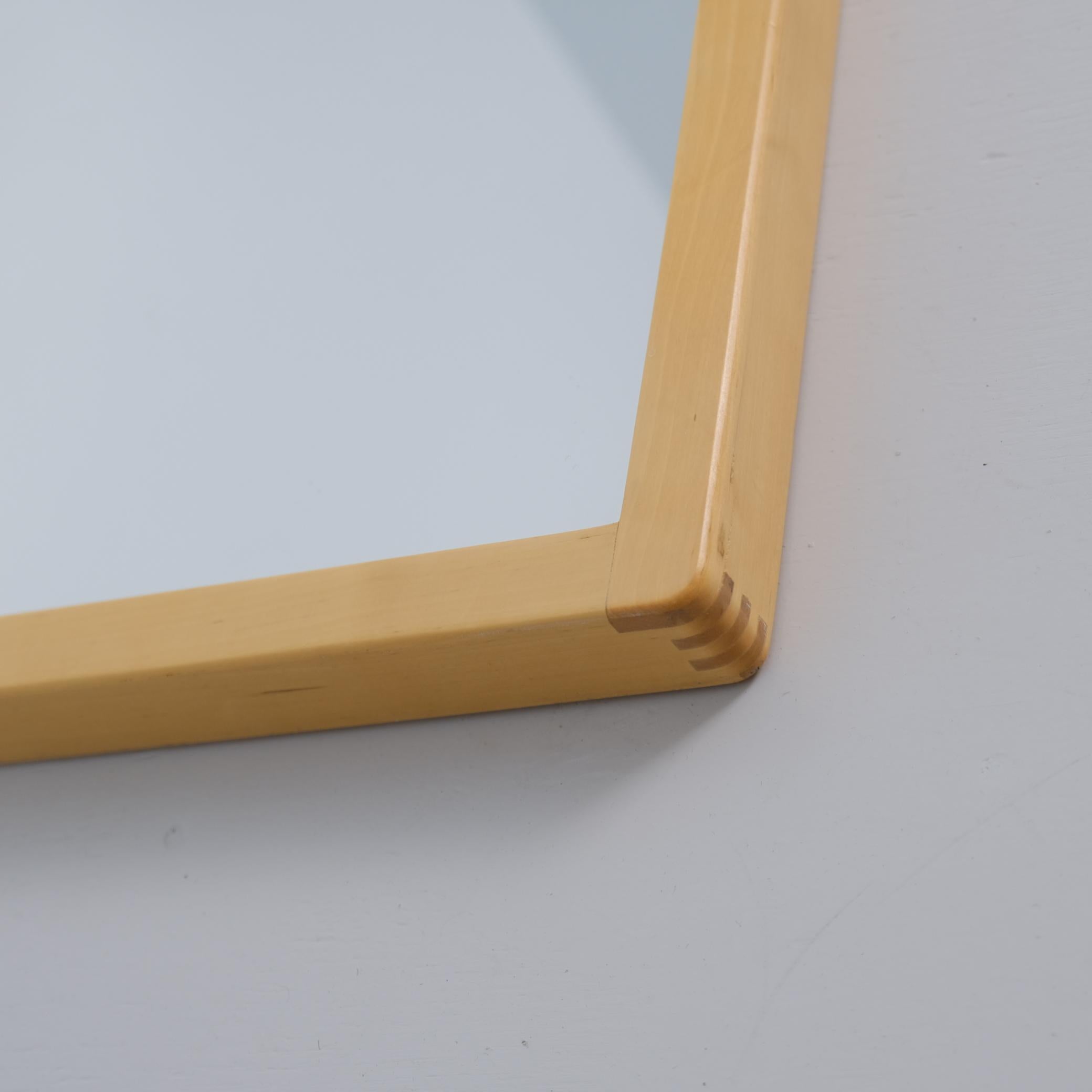 Mid-Century Modern Minimalist Alvar Aalto Large Mirror in Light Birch, Artek 1960s For Sale