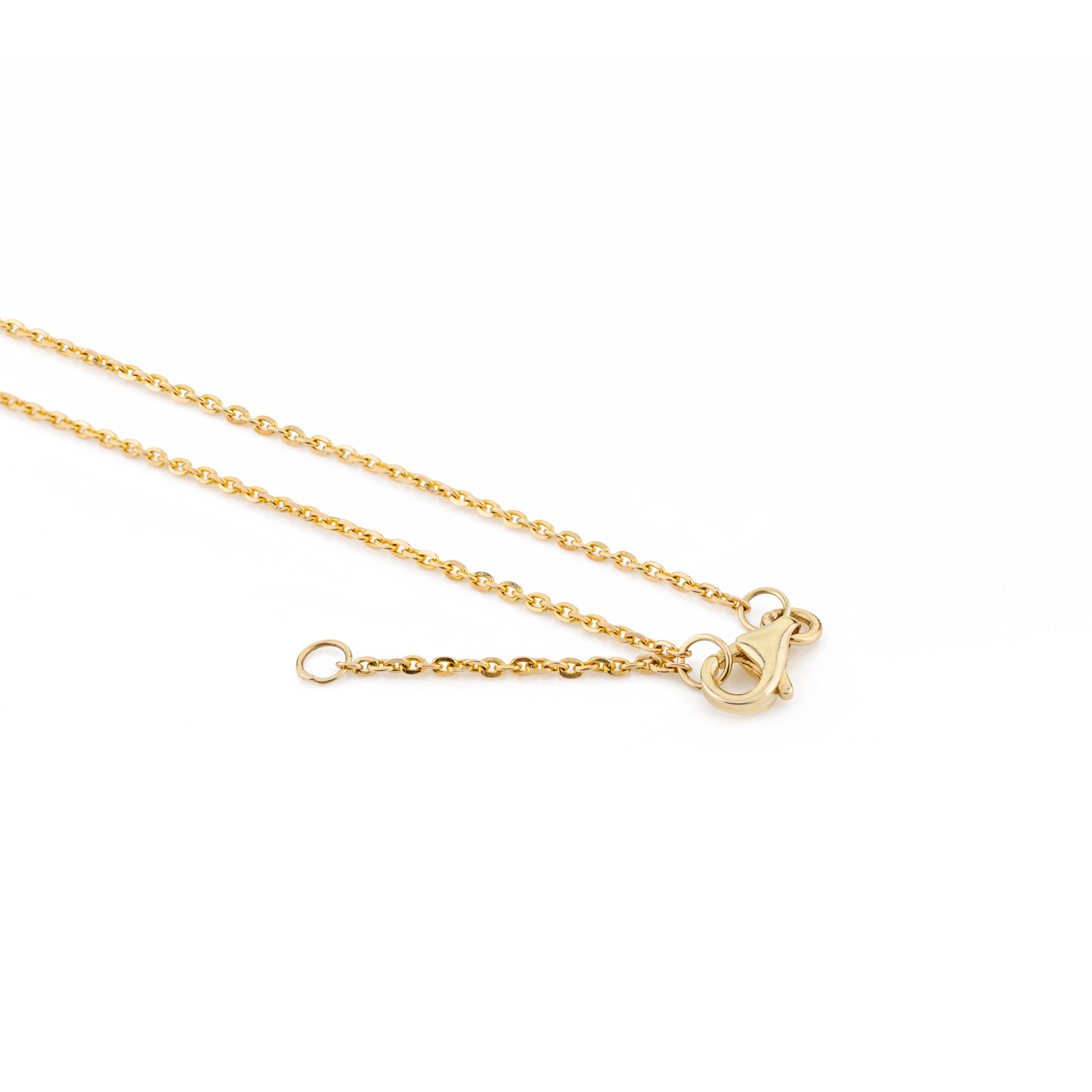 Minimalist Amethyst Diamond Charm Chain Necklace Gift for Her in 14k Yellow Gold For Sale 1