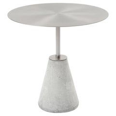 Minimalist and contemporary UM side table in stainless steel and concrete