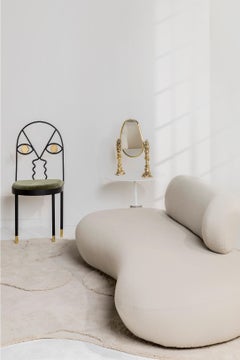 Minimalist and contemporary UM side table in white steel and terrazo base