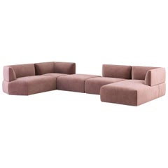 Minimalist and Modern Modular Low Sitting Sofa, Angular and Curved