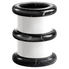 Vase en marbre noir et blanc, minimaliste et ludique, italien, Sandro Lopez
