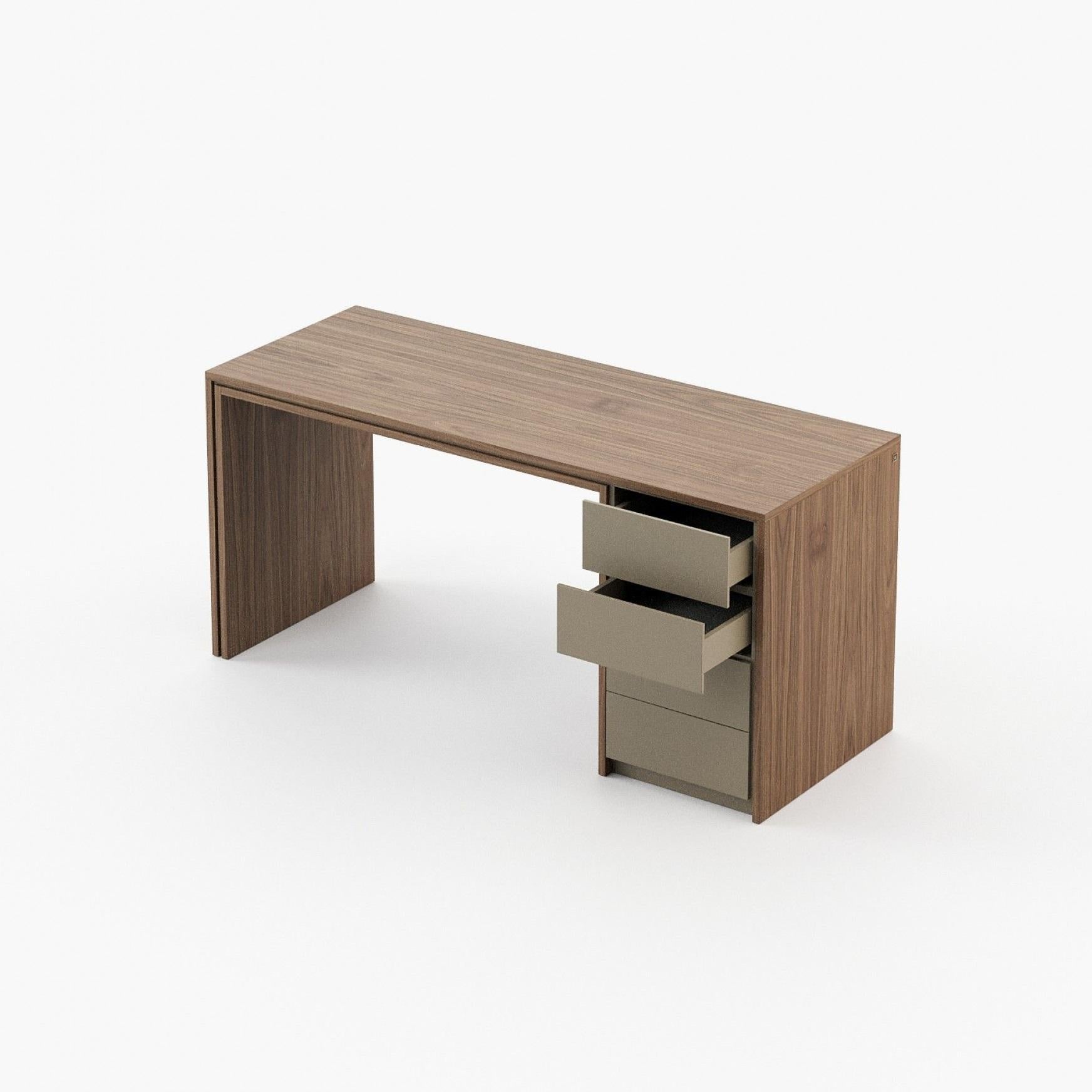 Legno Scrivania minimalista e versatile con cassetti in Wood in vendita