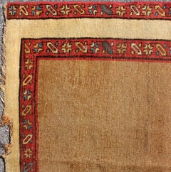Minimalist Antique 19th Century Persian Serab Rug with Camel, Red, and Tan