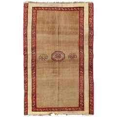 Minimalist Antique 19th Century Persian Serab Rug with Camel, Red, and Tan
