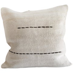 Minimalist Antique White Turkish Rug Pillow