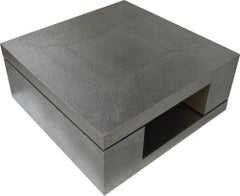 Minimalist Antiqued White Bronze Coffee Table, Geometric Modular Design