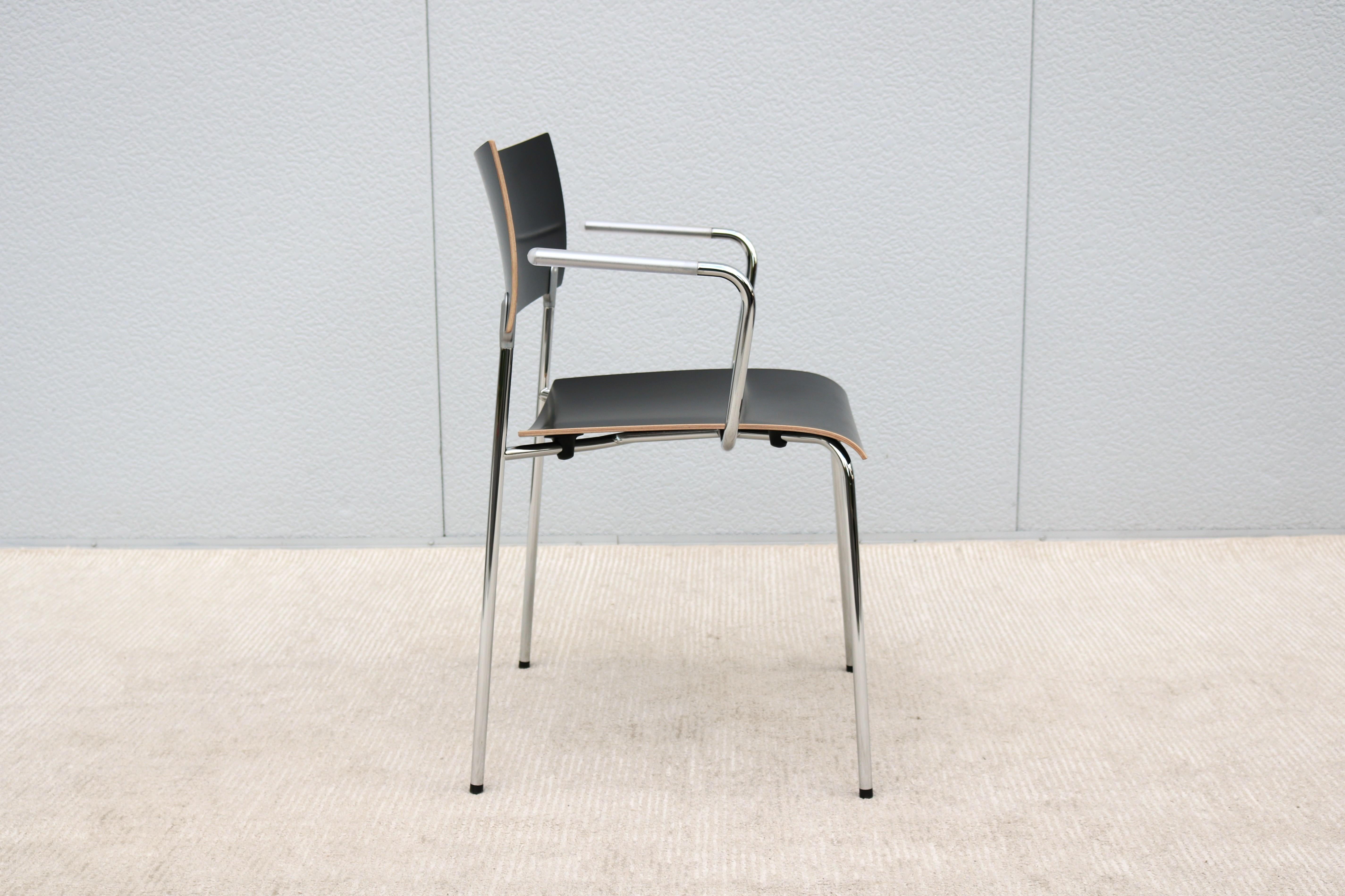 Sedia minimalista Antti Kotilainen per Piiroinen, Knoll Chip A Wood e Chrome in vendita 5