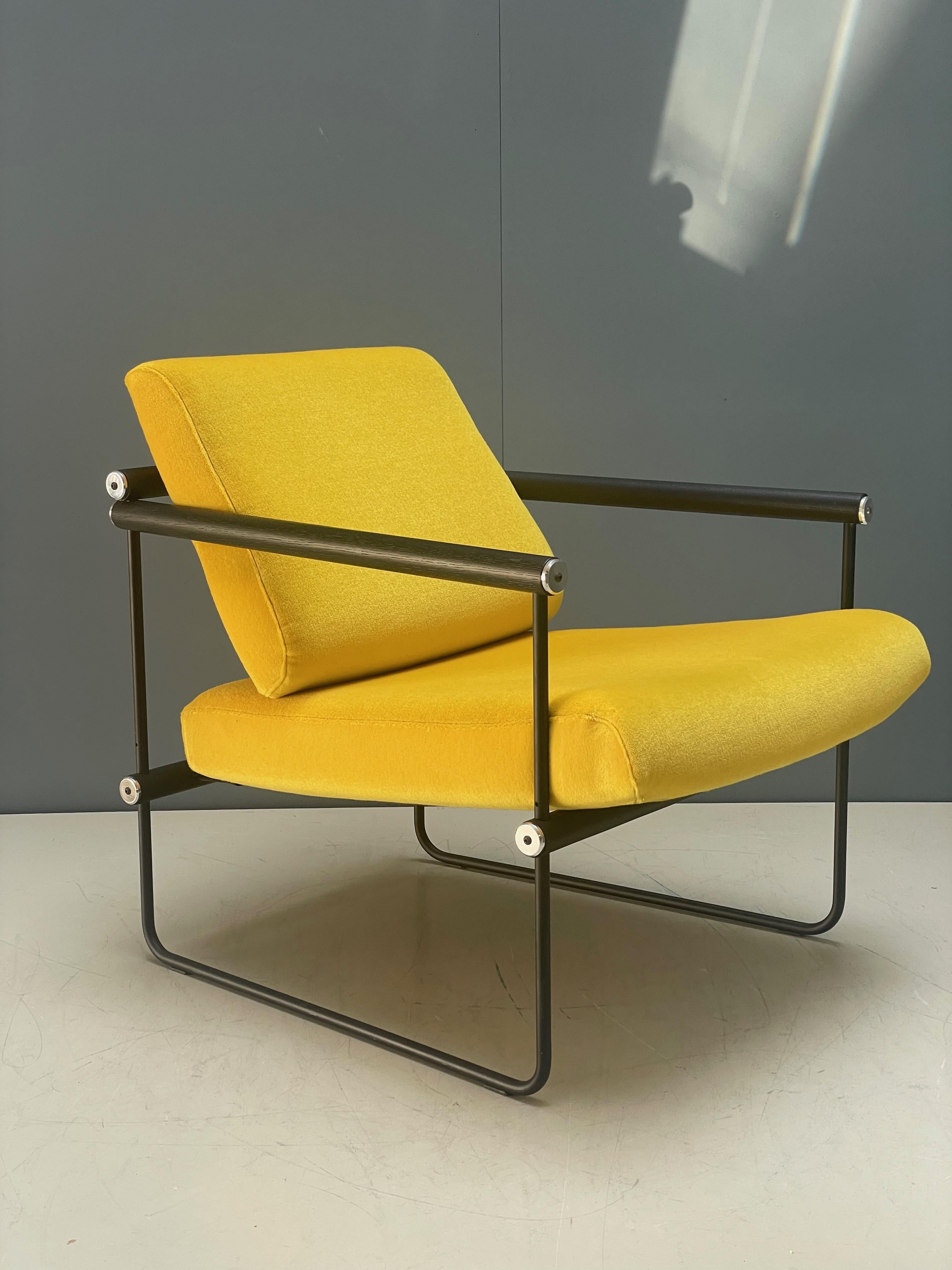 This Mid-Century Modern 'Audrey' S12 is a comfortable light-weight armchair designed by Peter Ghyczy in 2017 and hand-crafted in the Ghyczy atelier in the South of the Netherlands. Since coming on the market in 2017 the 'Audrey' S12 has remained a