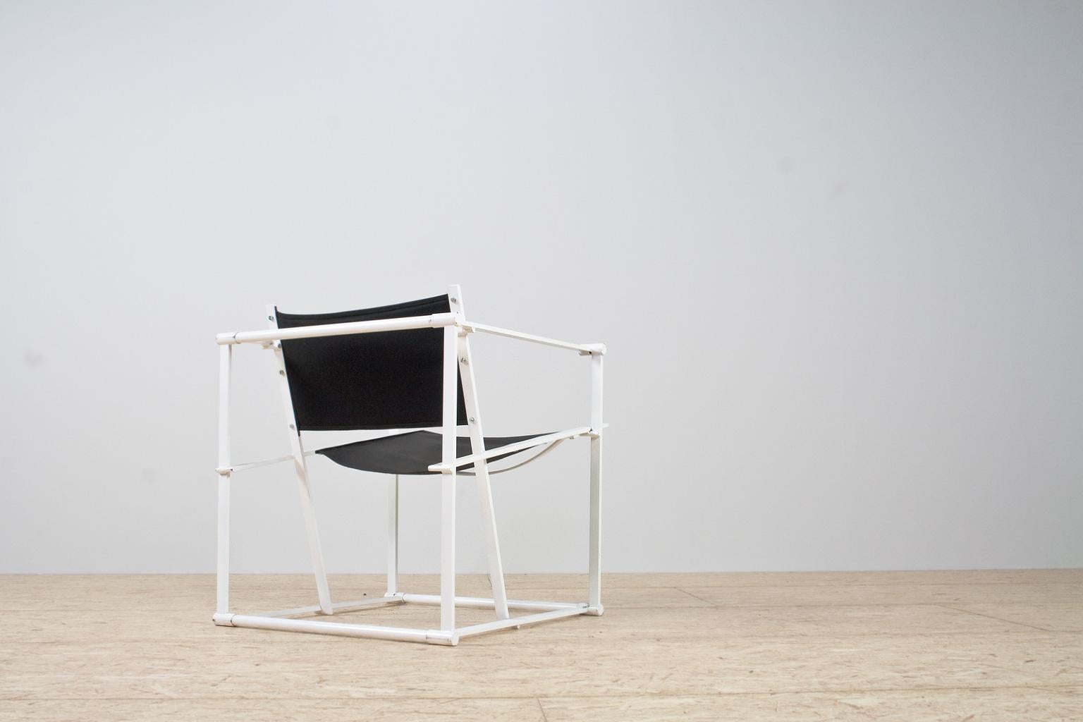 Dutch Minimalist Armchair in Black and White by Radboud Van Beekum for Pastoe, 1981